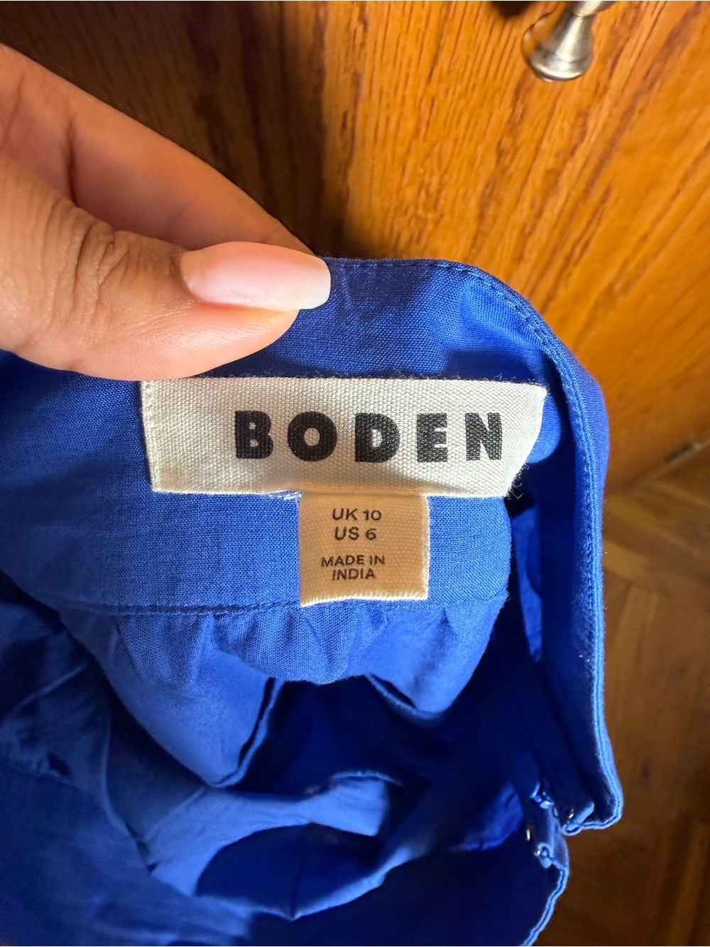 Boden Royal Blue Tiered Midi Skirt with White Eyelet - Picture 4 of 4